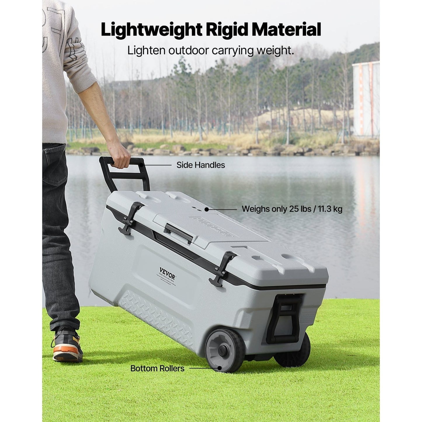 Portable Cooler 45/74 QT Insulated Wheeled Cooler 64 Can Capacity with Cup Holder