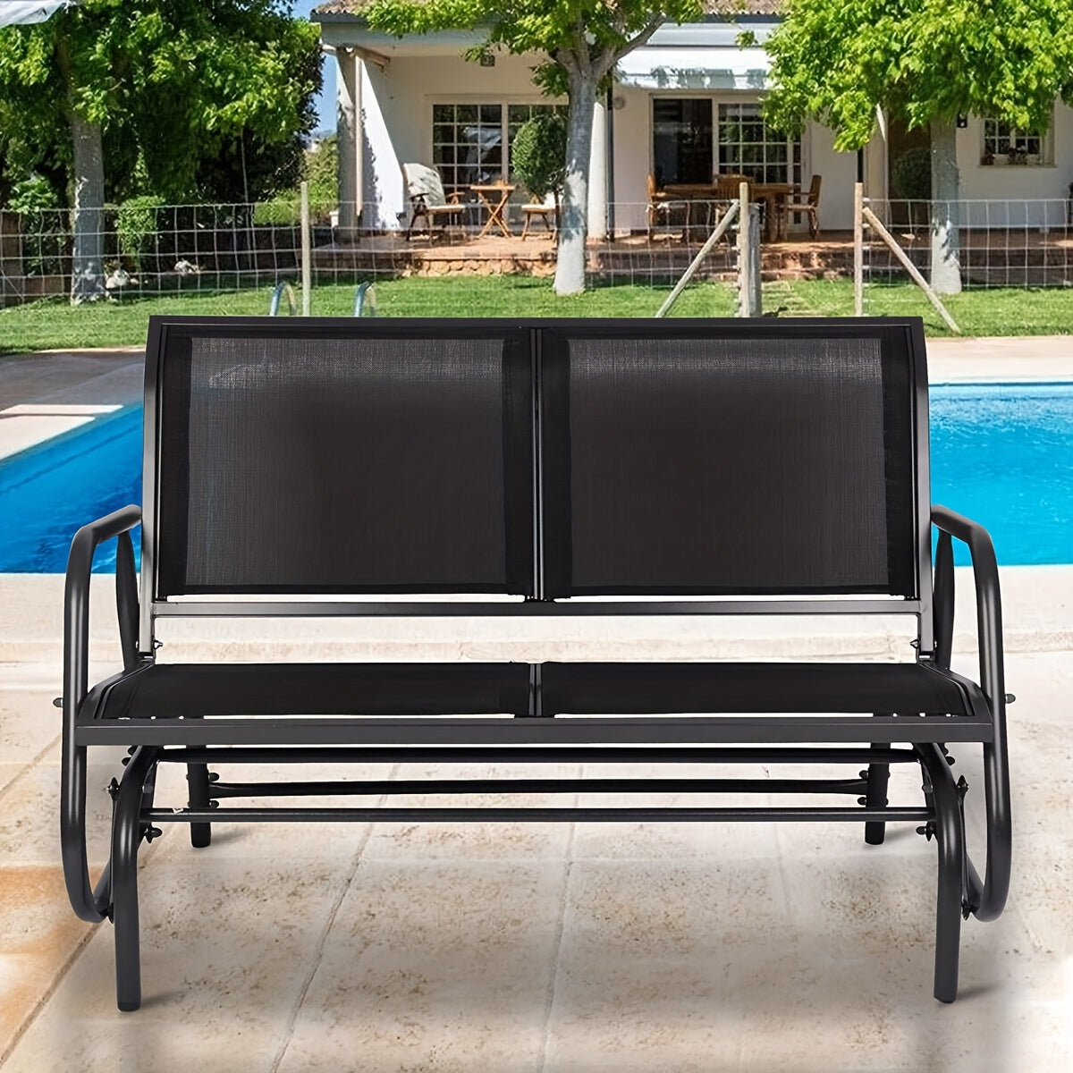 2 Person Swing Glider Bench Rocking Loveseat Chair Yard Garden Outdoor, Valentines Day Gifts