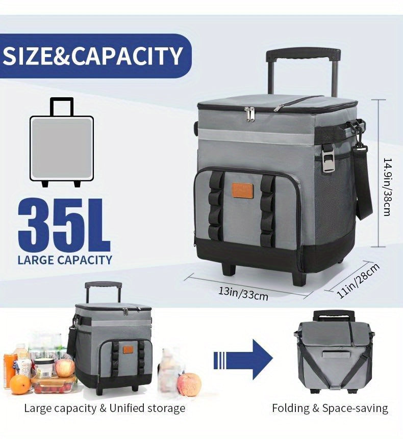 Trolley Large Capacity Insulation Bag, Suitable for Car Cooler, Suitable for Outdoor Picnics, 9. 25 Gallon Portable Incubator, Travel, Easy to Carry All Kinds of Things, Long- Term Insulation And Refrigeration