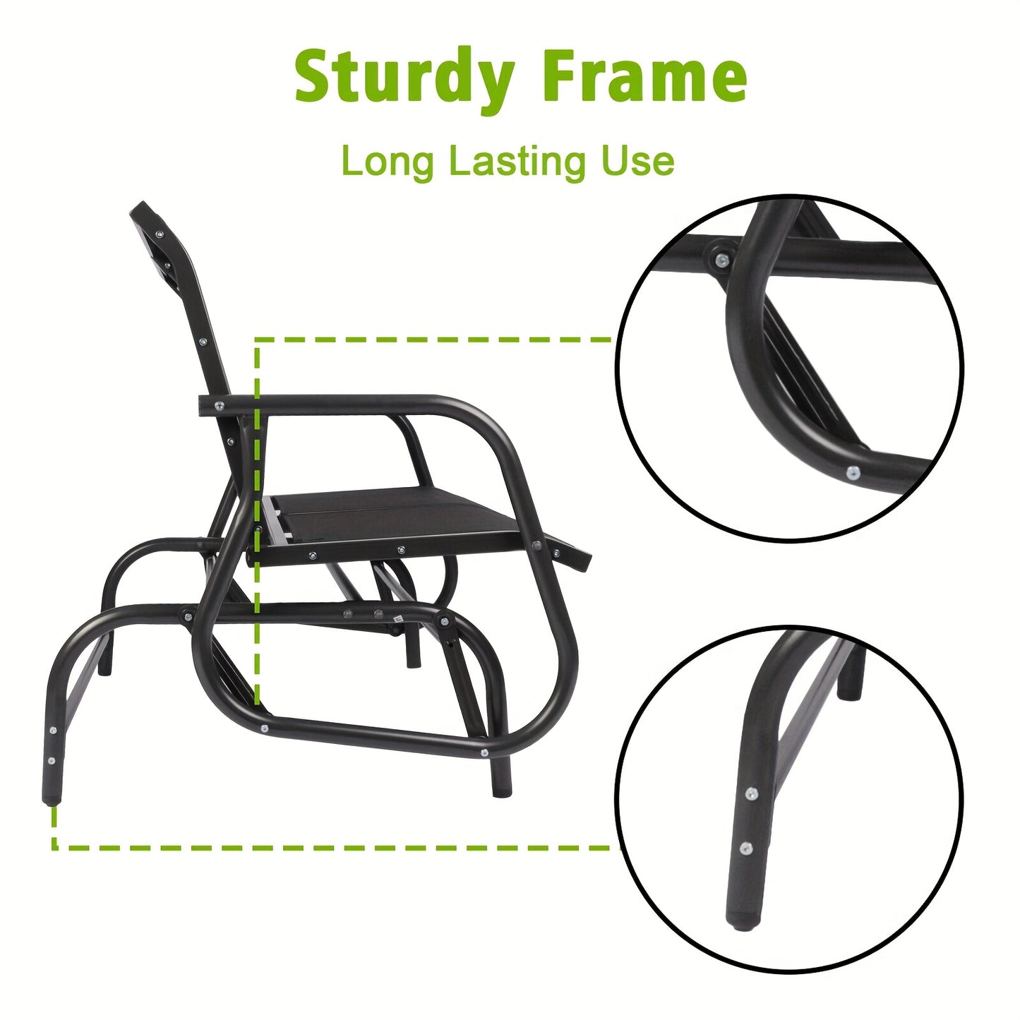 2 Person Swing Glider Bench Rocking Loveseat Chair Yard Garden Outdoor, Valentines Day Gifts