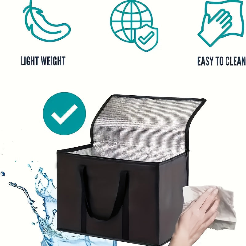 XL Insulated Bag: Keep items hot or cold for hours - grocery outdoor tote bag, reusable insulated cooler bag, portable, lightweight and sturdy with a zipper, suitable for camping, parties and festivals. Do not contact food.