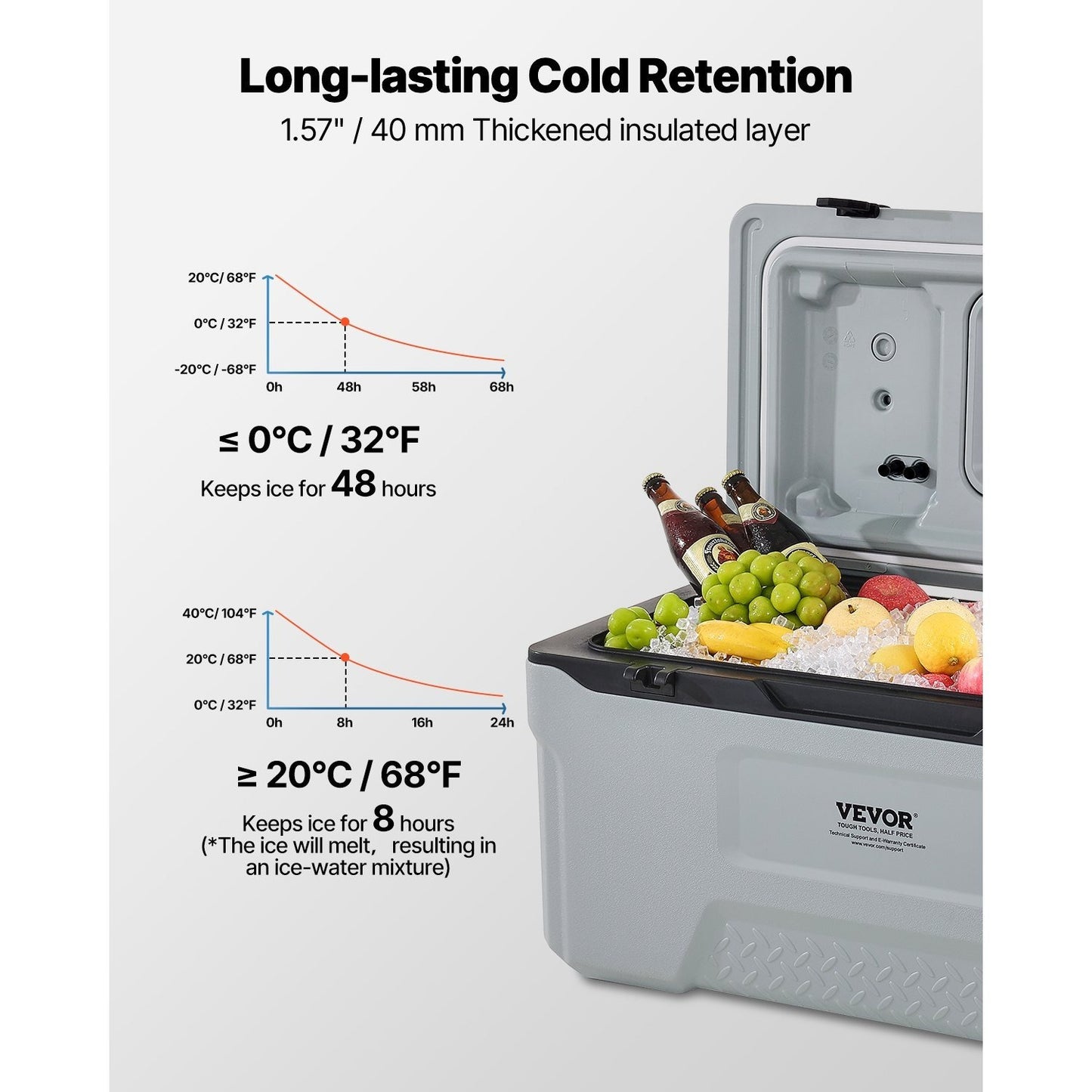 Portable Cooler 45/74 QT Insulated Wheeled Cooler 64 Can Capacity with Cup Holder