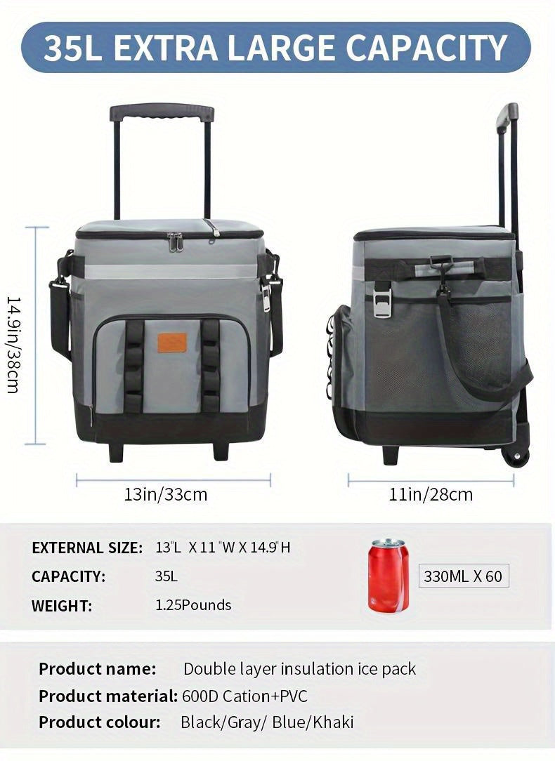Trolley Large Capacity Insulation Bag, Suitable for Car Cooler, Suitable for Outdoor Picnics, 9. 25 Gallon Portable Incubator, Travel, Easy to Carry All Kinds of Things, Long- Term Insulation And Refrigeration