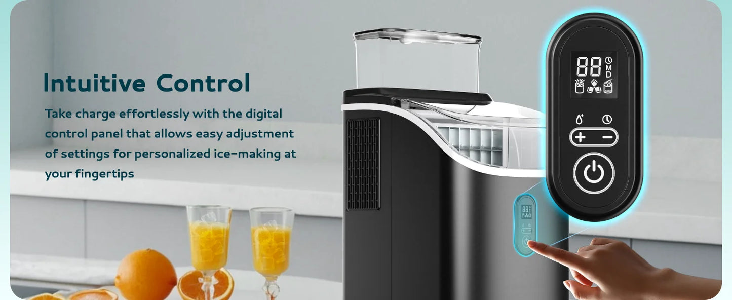 ICEGLEE Ice Cube Maker Machine with External 34Lbs Water Tank 16Pcs Ready in 13 Mins 2 Ways to Add Water for Home Kitchen Office
