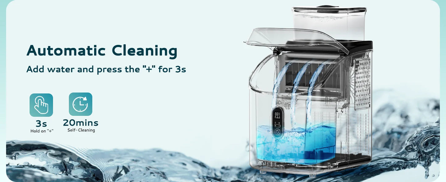 ICEGLEE Ice Cube Maker Machine with External 34Lbs Water Tank 16Pcs Ready in 13 Mins 2 Ways to Add Water for Home Kitchen Office