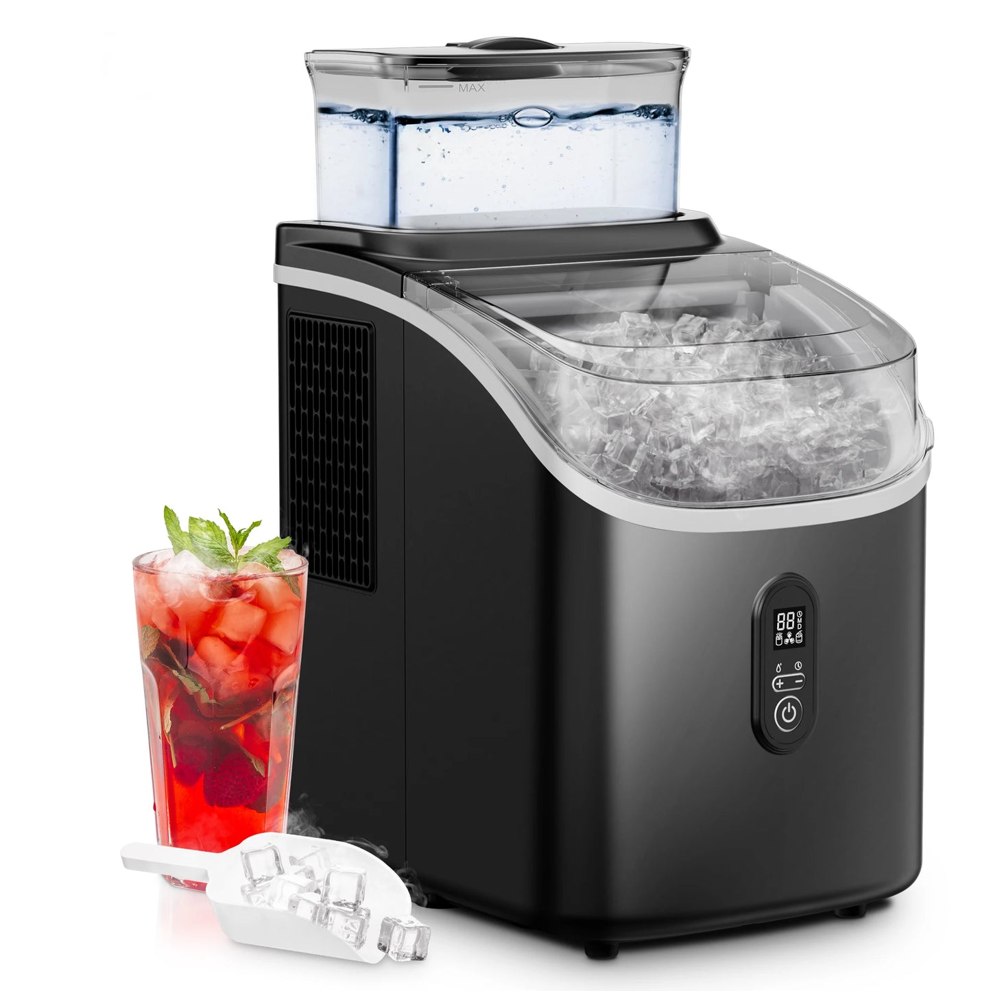 ICEGLEE Ice Cube Maker Machine with External 34Lbs Water Tank 16Pcs Ready in 13 Mins 2 Ways to Add Water for Home Kitchen Office