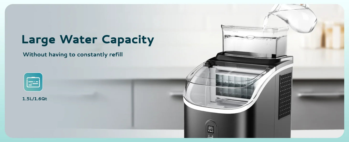 ICEGLEE Ice Cube Maker Machine with External 34Lbs Water Tank 16Pcs Ready in 13 Mins 2 Ways to Add Water for Home Kitchen Office