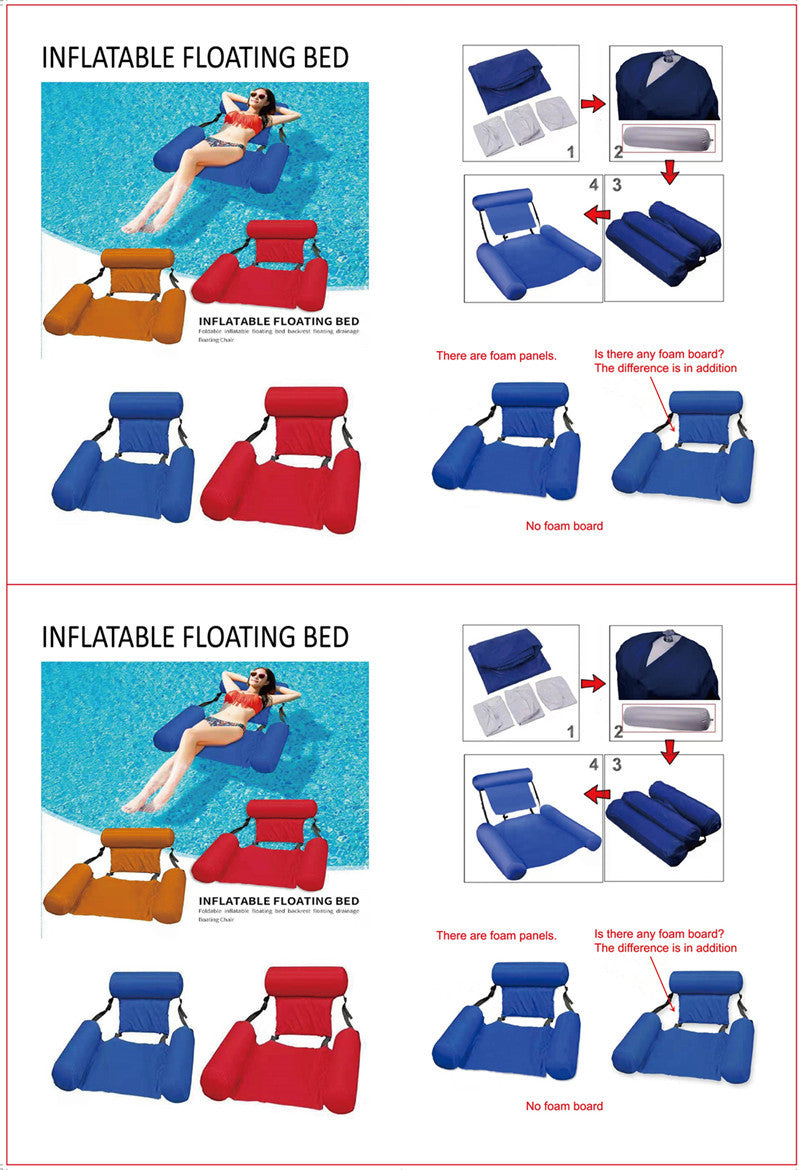 PVC Summer Inflatable Foldable Floating Row Swimming Pool Water Hammock Air Mattresses Bed Beach Water Sports Lounger Chair