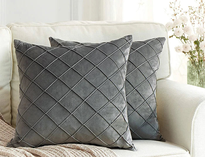 Dark Gray Velvet Cushion Covers Plaid Pillowcases 30x50cm 45x45cm 50x50cm Nordic Home Decor Pillows Cover for Sofa Cushions