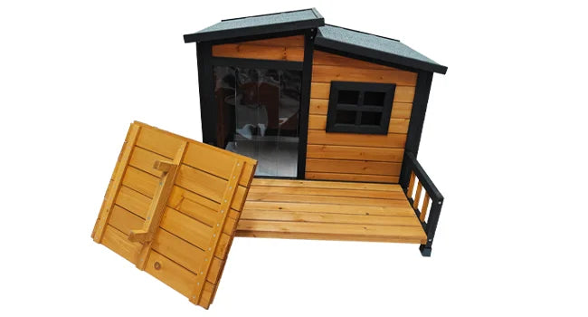 Outdoor Dog House,Wood Warm Pets Home,Insulated Wearproof Outside Shelter Elevated Floor,Easy to Assemble