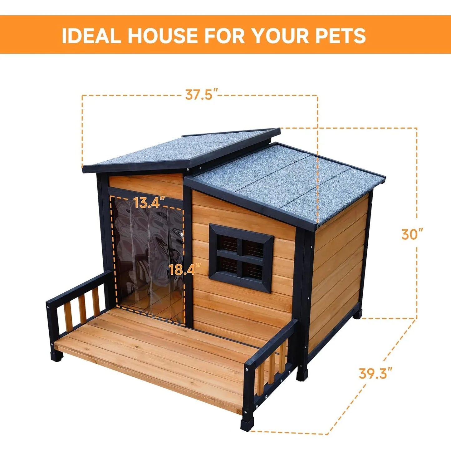 Outdoor Dog House,Wood Warm Pets Home,Insulated Wearproof Outside Shelter Elevated Floor,Easy to Assemble