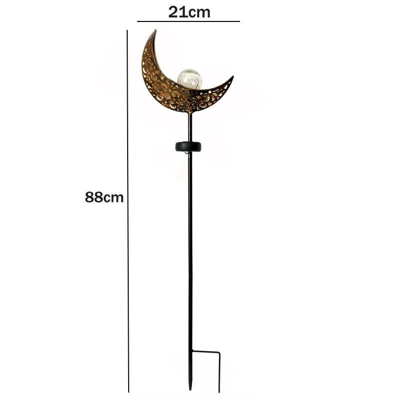 Solar Lawn Moon Sculpture Light Outdoor Courtyard Villa Landscape Plug in Light LED Moon Iron Decoration