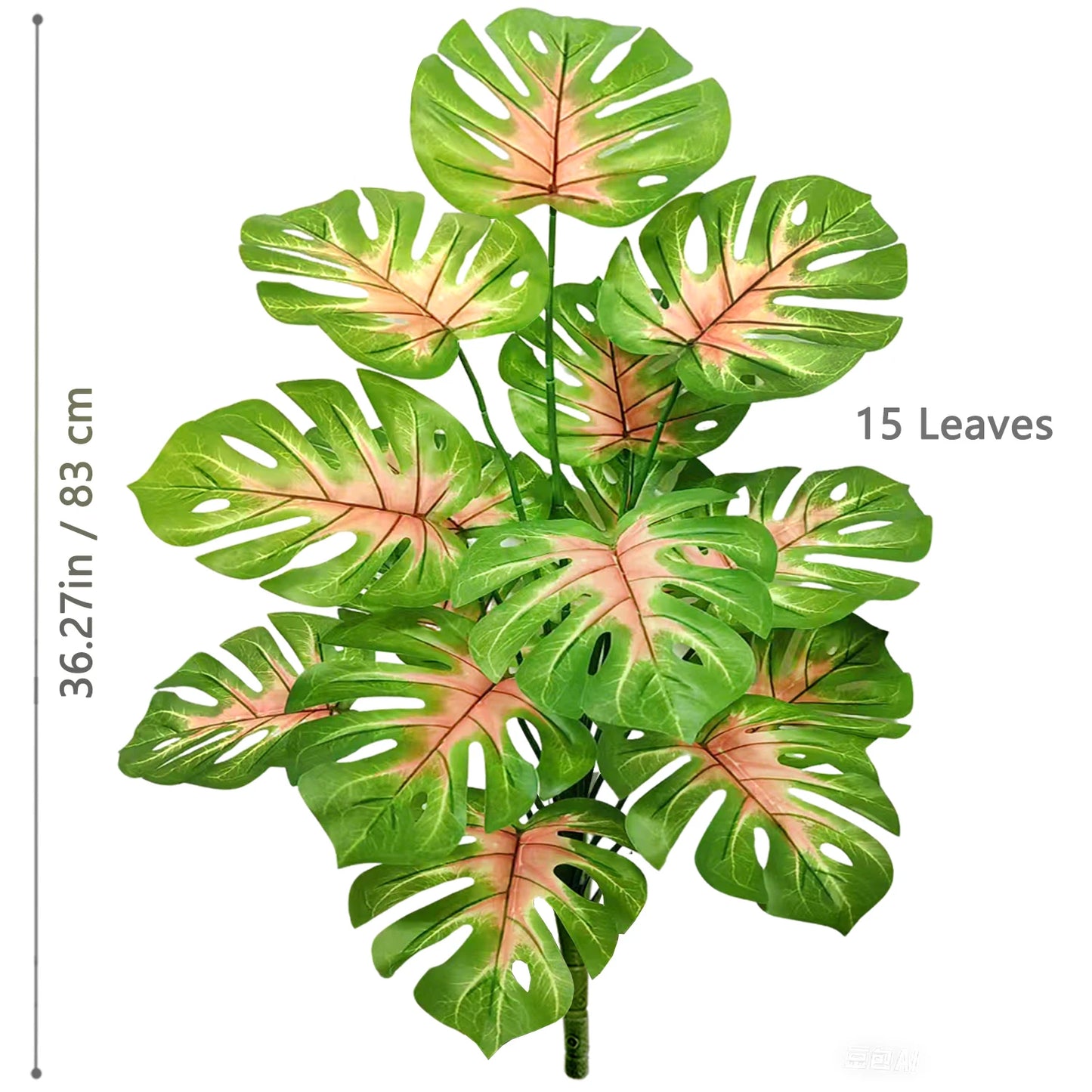40-105cm /40.5in Artificial Monstera Plants Fake Palm Tree Plastic Turtle Leaves Green Tall Plants For Home Garden Room Decor
