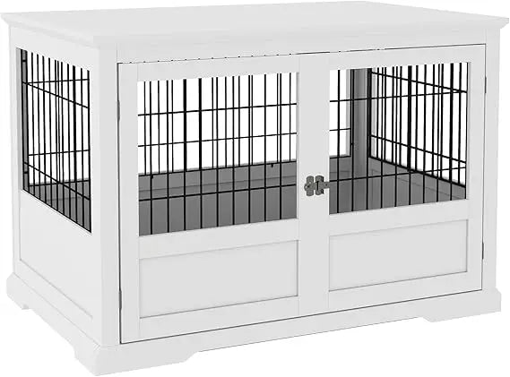dog crate furniture, 43" dog kennel end table with 3 doors, removable tray, indoor dog cage for extra large medium small dogs,