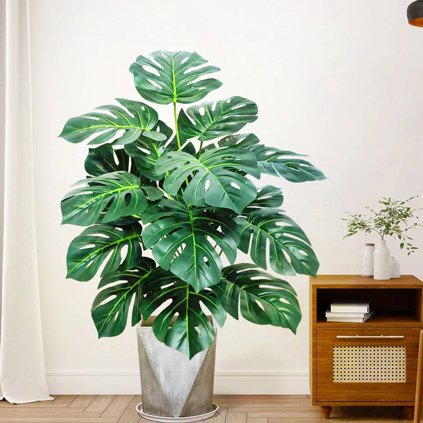 40-105cm /40.5in Artificial Monstera Plants Fake Palm Tree Plastic Turtle Leaves Green Tall Plants For Home Garden Room Decor