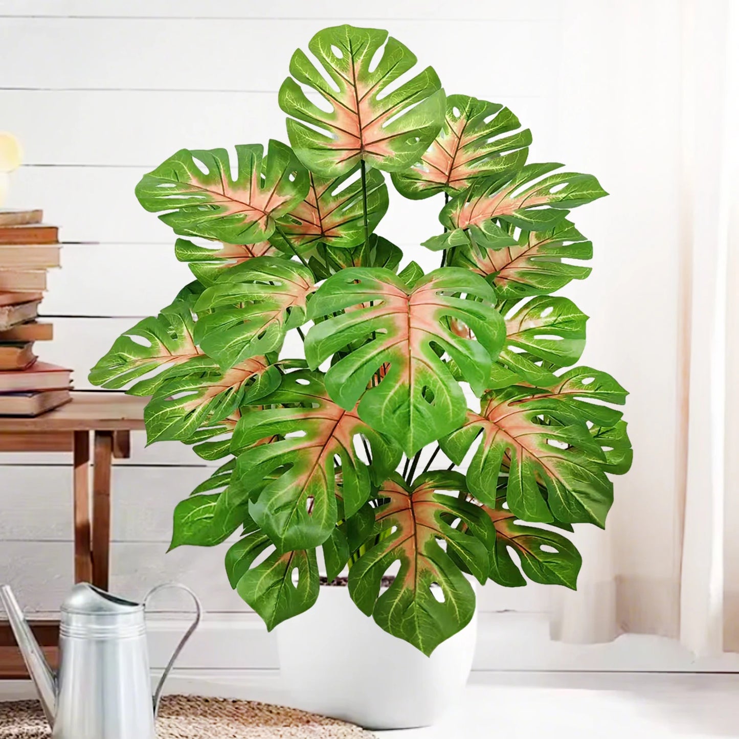 40-105cm /40.5in Artificial Monstera Plants Fake Palm Tree Plastic Turtle Leaves Green Tall Plants For Home Garden Room Decor