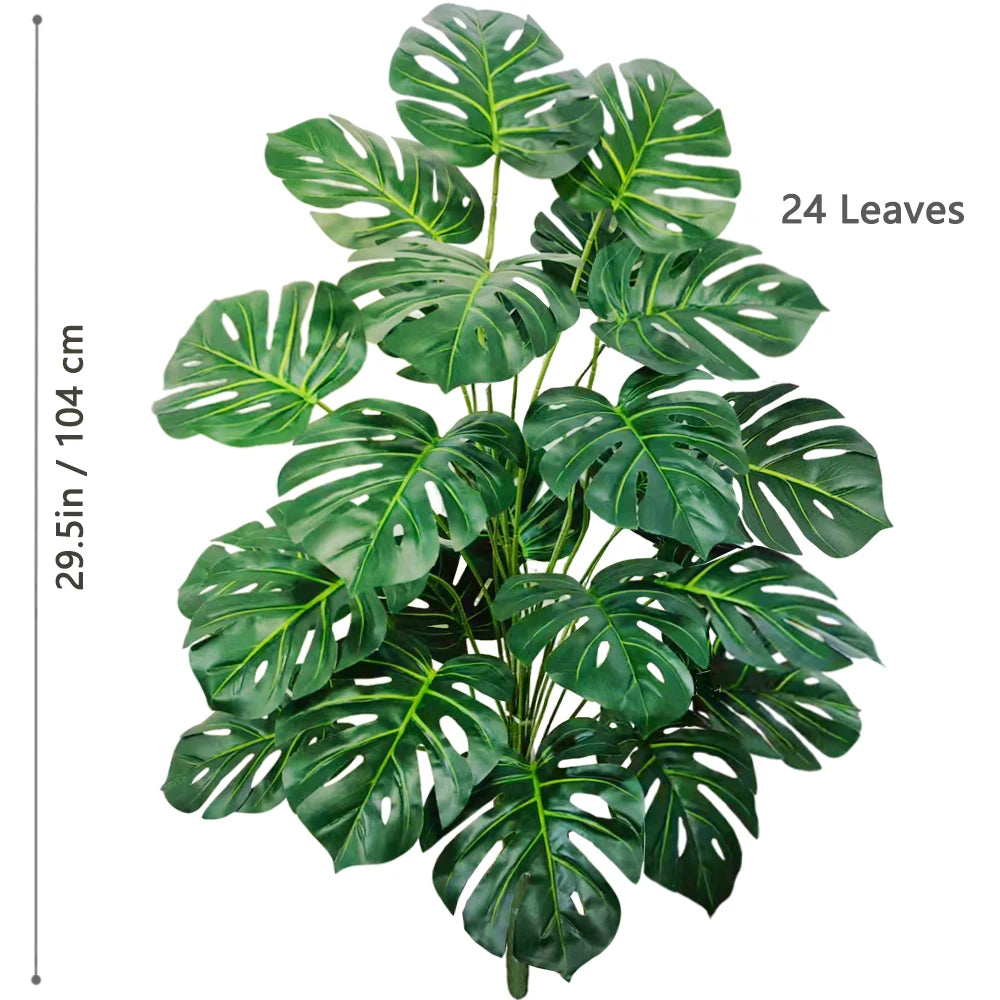 40-105cm /40.5in Artificial Monstera Plants Fake Palm Tree Plastic Turtle Leaves Green Tall Plants For Home Garden Room Decor