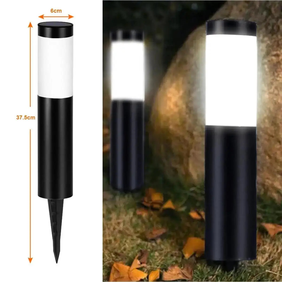 Cylindrical Garden Solar Light Dusk To Dawn Street Lights Garden Solar Powered Outdoor Waterproof Lamp Cool White Bulb Warm