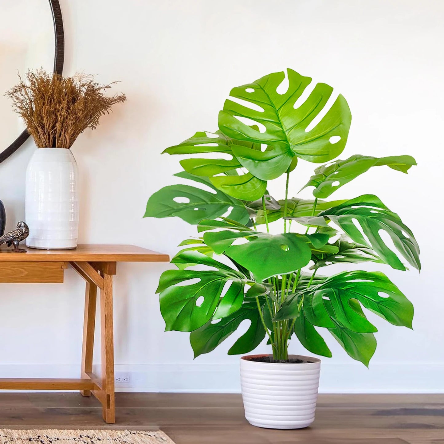 40-105cm /40.5in Artificial Monstera Plants Fake Palm Tree Plastic Turtle Leaves Green Tall Plants For Home Garden Room Decor