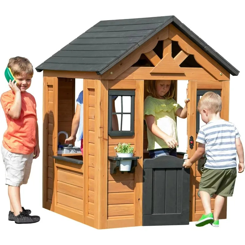 Popular All Cedar Wooden Playhouse, Light Brown