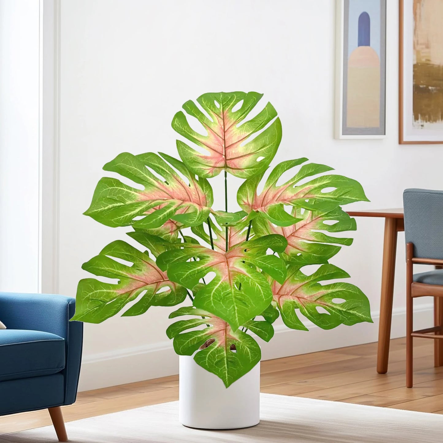 40-105cm /40.5in Artificial Monstera Plants Fake Palm Tree Plastic Turtle Leaves Green Tall Plants For Home Garden Room Decor