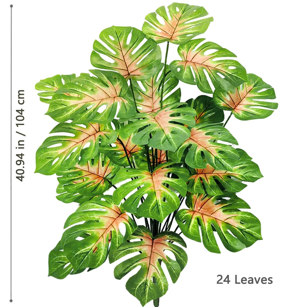 40-105cm /40.5in Artificial Monstera Plants Fake Palm Tree Plastic Turtle Leaves Green Tall Plants For Home Garden Room Decor