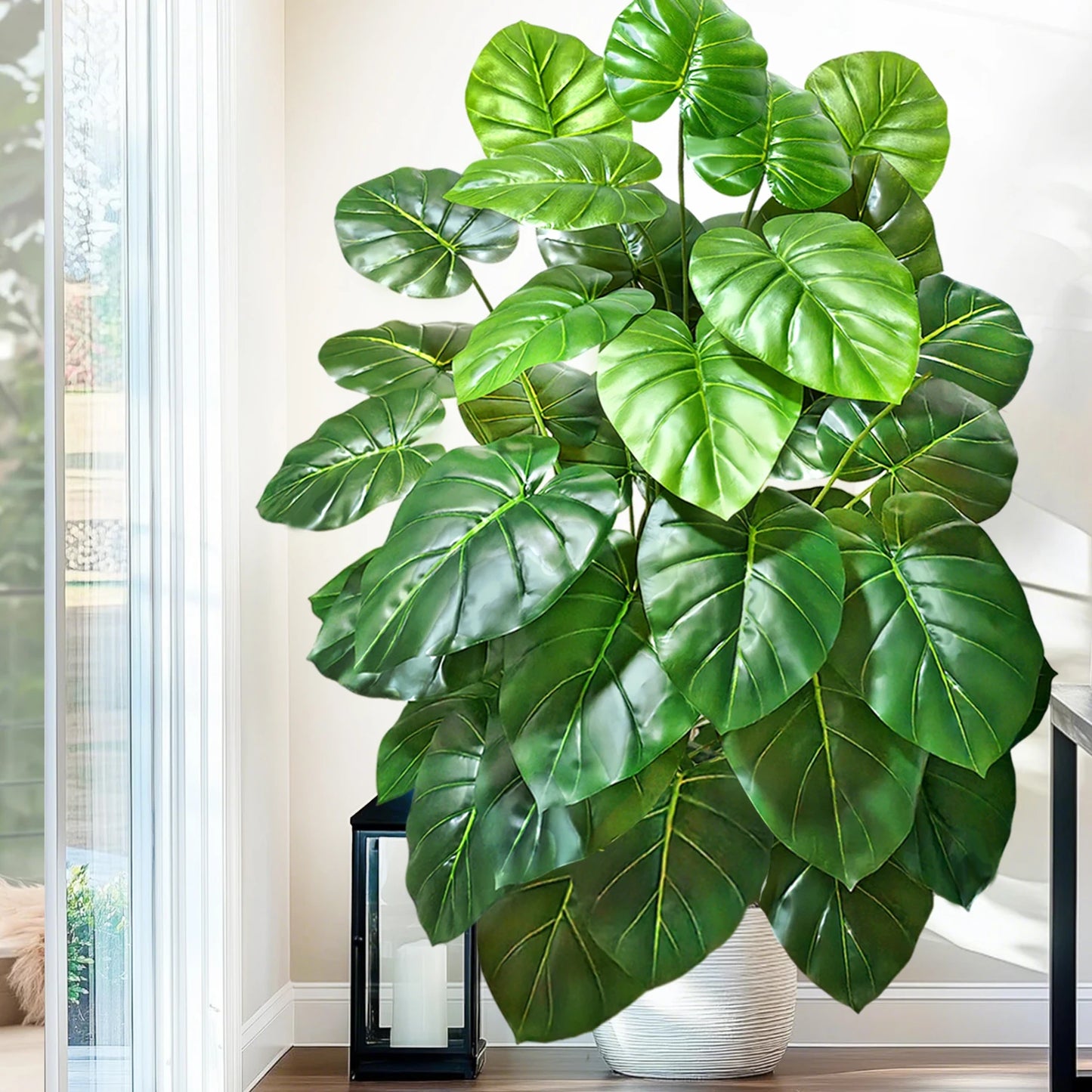 40-105cm /40.5in Artificial Monstera Plants Fake Palm Tree Plastic Turtle Leaves Green Tall Plants For Home Garden Room Decor