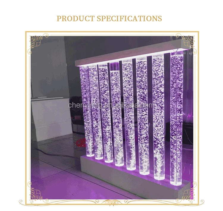 Waterfall Air Pump Bubble Wall Decorative RGB Lights Indoor Water Fountain for Office Home Shop Decoration