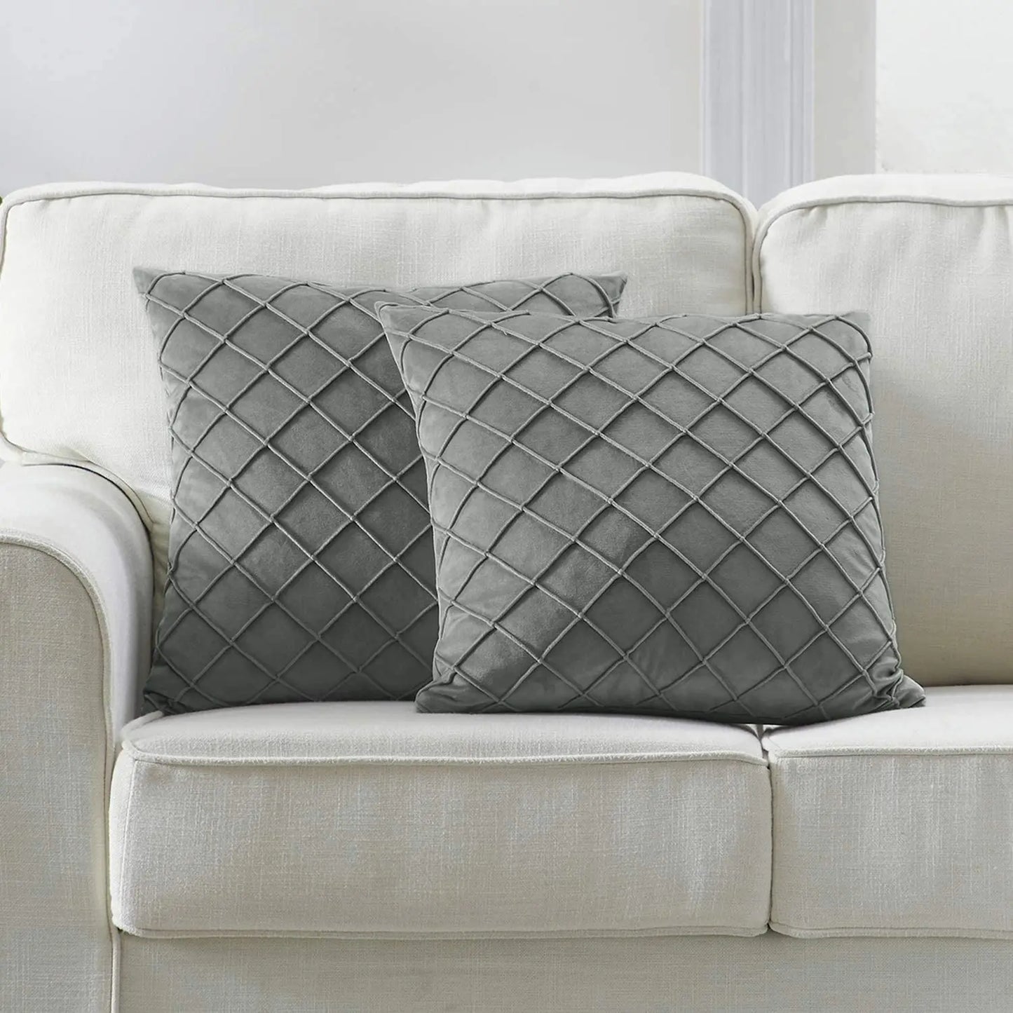 Dark Gray Velvet Cushion Covers Plaid Pillowcases 30x50cm 45x45cm 50x50cm Nordic Home Decor Pillows Cover for Sofa Cushions