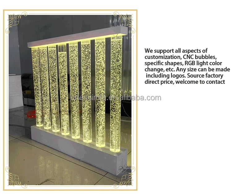 Waterfall Air Pump Bubble Wall Decorative RGB Lights Indoor Water Fountain for Office Home Shop Decoration