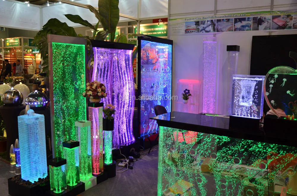 Custom. indoor artificial glass waterfall wall water feature hotel decoration