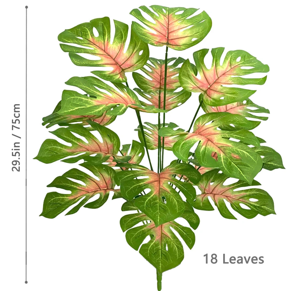 40-105cm /40.5in Artificial Monstera Plants Fake Palm Tree Plastic Turtle Leaves Green Tall Plants For Home Garden Room Decor
