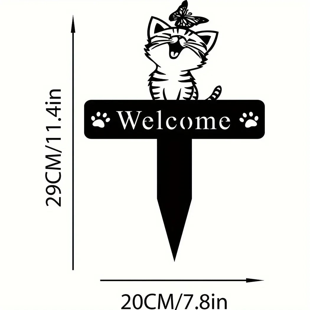 Black Cat Decorations Metal Garden Yard Art Decor Farmhouse Home Decor Outdoor Ornaments Décor Courtyard Lawn Gift