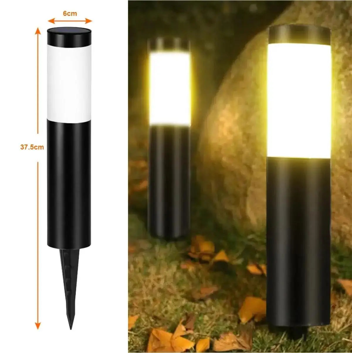Cylindrical Garden Solar Light Dusk To Dawn Street Lights Garden Solar Powered Outdoor Waterproof Lamp Cool White Bulb Warm