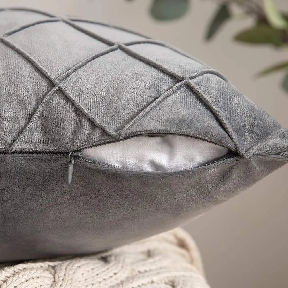 Dark Gray Velvet Cushion Covers Plaid Pillowcases 30x50cm 45x45cm 50x50cm Nordic Home Decor Pillows Cover for Sofa Cushions
