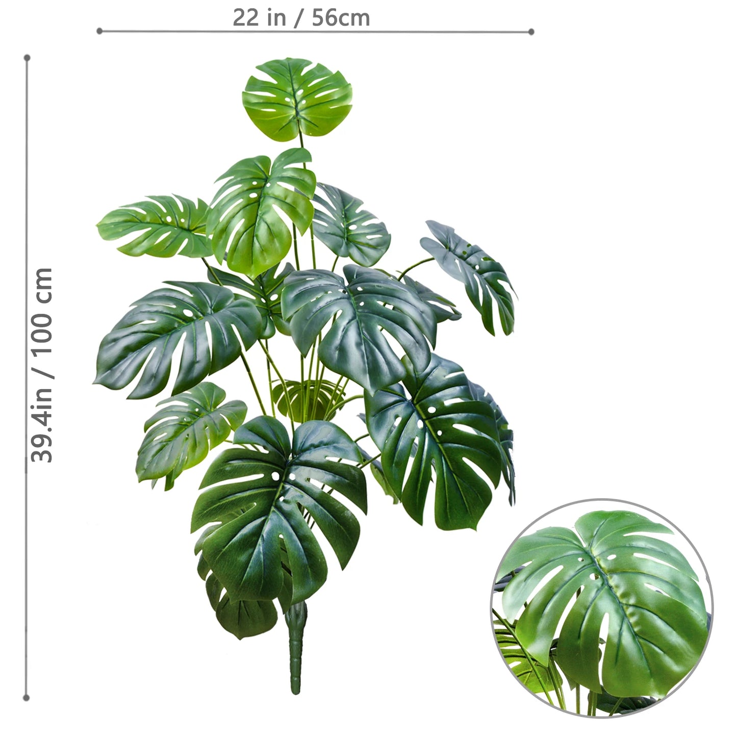 40-105cm /40.5in Artificial Monstera Plants Fake Palm Tree Plastic Turtle Leaves Green Tall Plants For Home Garden Room Decor