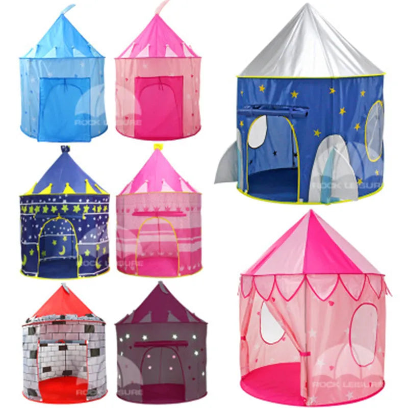 Children's Tent Portable Foldable Folding Play Tent Baby Play House Large Girls Princess Prince Castle Outdoor Toy Kid Boy Gift