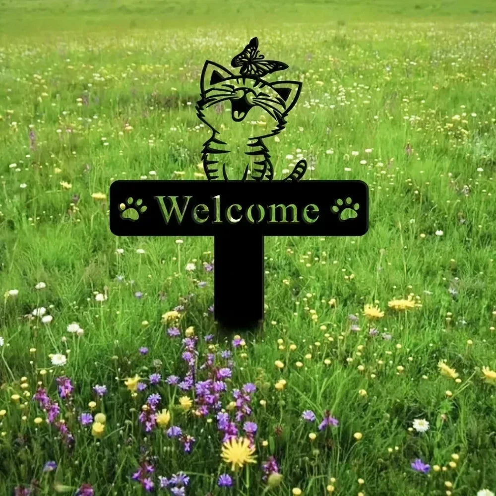 Black Cat Decorations Metal Garden Yard Art Decor Farmhouse Home Decor Outdoor Ornaments Décor Courtyard Lawn Gift