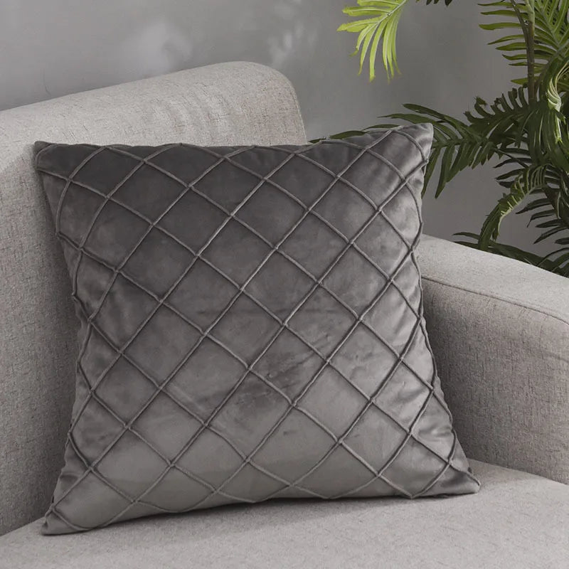 Dark Gray Velvet Cushion Covers Plaid Pillowcases 30x50cm 45x45cm 50x50cm Nordic Home Decor Pillows Cover for Sofa Cushions