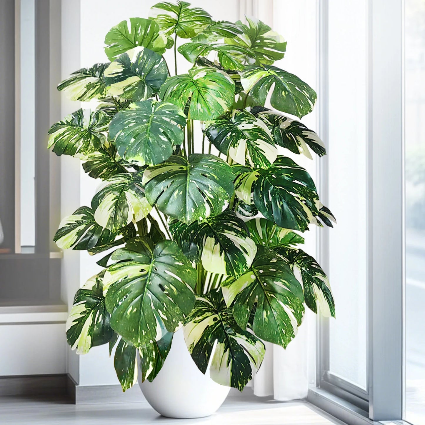 40-105cm /40.5in Artificial Monstera Plants Fake Palm Tree Plastic Turtle Leaves Green Tall Plants For Home Garden Room Decor