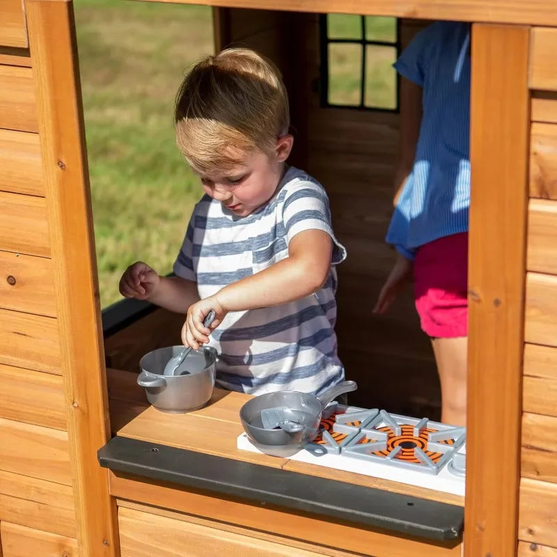Popular All Cedar Wooden Playhouse, Light Brown