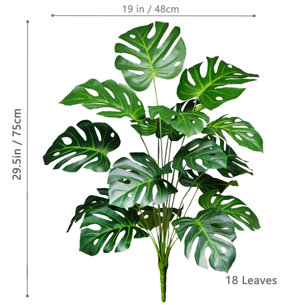 40-105cm /40.5in Artificial Monstera Plants Fake Palm Tree Plastic Turtle Leaves Green Tall Plants For Home Garden Room Decor
