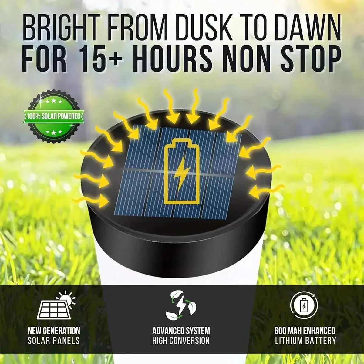 Cylindrical Garden Solar Light Dusk To Dawn Street Lights Garden Solar Powered Outdoor Waterproof Lamp Cool White Bulb Warm