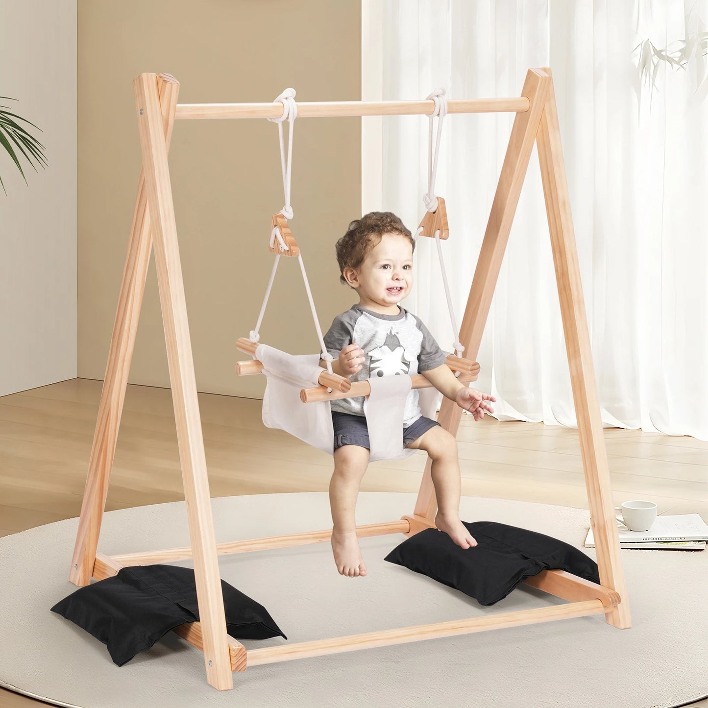 Indoor backyard swing set 2 in 1 foldable indoor swing hammock indoor swing hanging chair