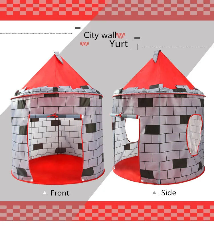 Children's Tent Portable Foldable Folding Play Tent Baby Play House Large Girls Princess Prince Castle Outdoor Toy Kid Boy Gift
