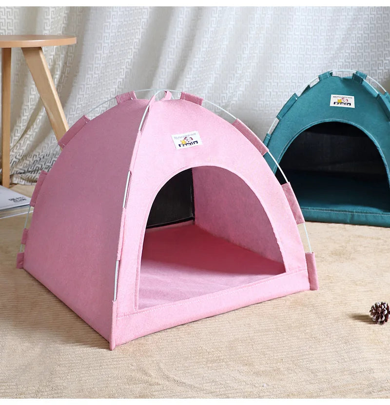 Pet Tent Bed Removable Cat Sofa Basket Canvas Semi-enclosed Cat House Dog Cave Hut Cat Sleeping Bed for Room Decor Pet Supplies