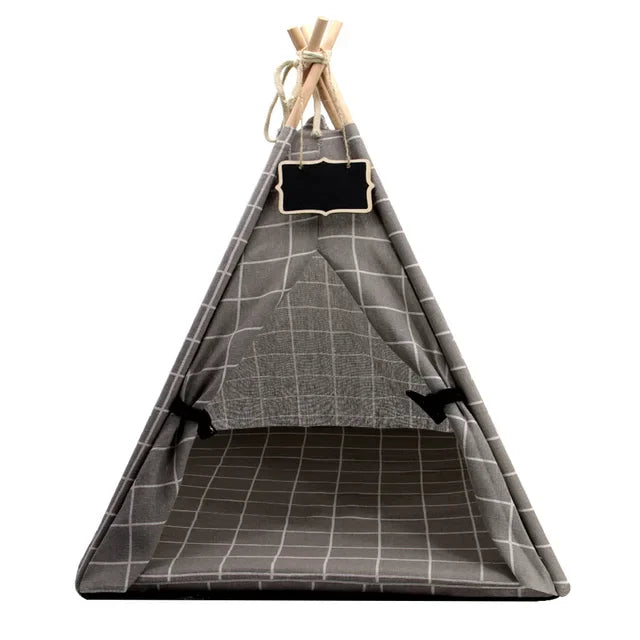 Pet Tent House Cat Bed Portable Teepee Thick Cushion Available for Dog Puppy Outdoor Indoor Portable Linen Pet Dog Tent Supplies
