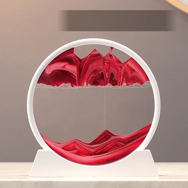 3D Sandscape Moving Sand Art Picture Quicksand Craft Round Glass Deep Sea Liquid Hourglass Flowing Sand Painting Home Decor Gift