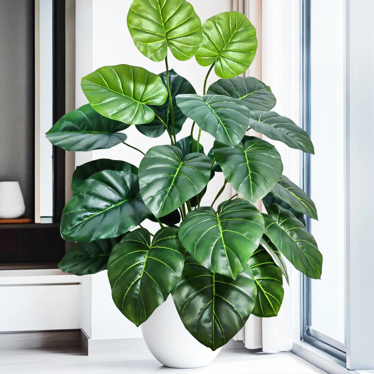 40-105cm /40.5in Artificial Monstera Plants Fake Palm Tree Plastic Turtle Leaves Green Tall Plants For Home Garden Room Decor
