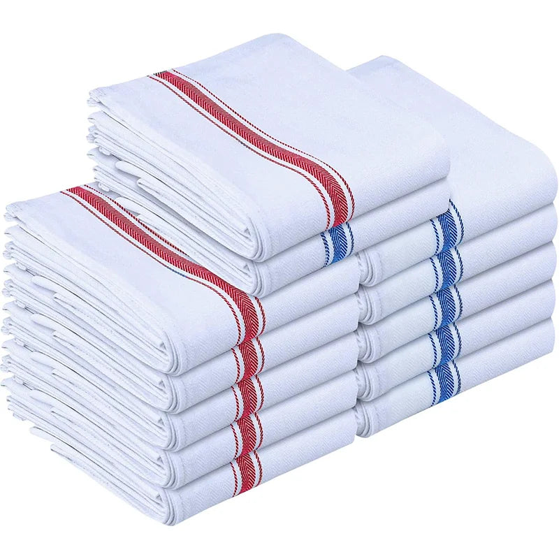 4/6/8/12 Pieces, 45×62cm, Minimalist Style Red and Blue Stripes, Knitted Pure Cotton Absorbent Cleaning Cloth, Perfect for Kitchen, Household Cleaning Cloth, Scouring Pad